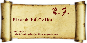 Micsek Füzike névjegykártya